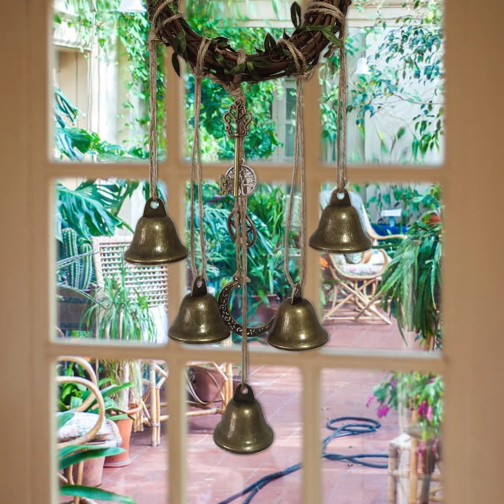 Handmade แม่มด Bell ทอลมระฆังประตูแขวนแม่มดหวายกัญชาเชือก Vintage Porch ประตู Bells สำหรับ Porch,สวน