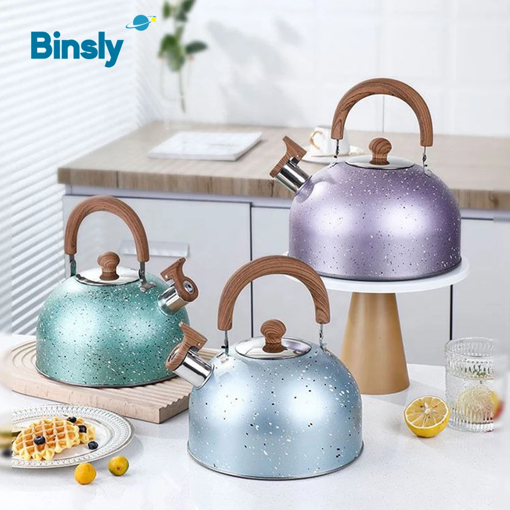 

Modern Stainless Steel Whistling Kettle 2L/3L/4L Colorful Spatter Dots Design Whistle Kettle for Kitchens and Restaurants