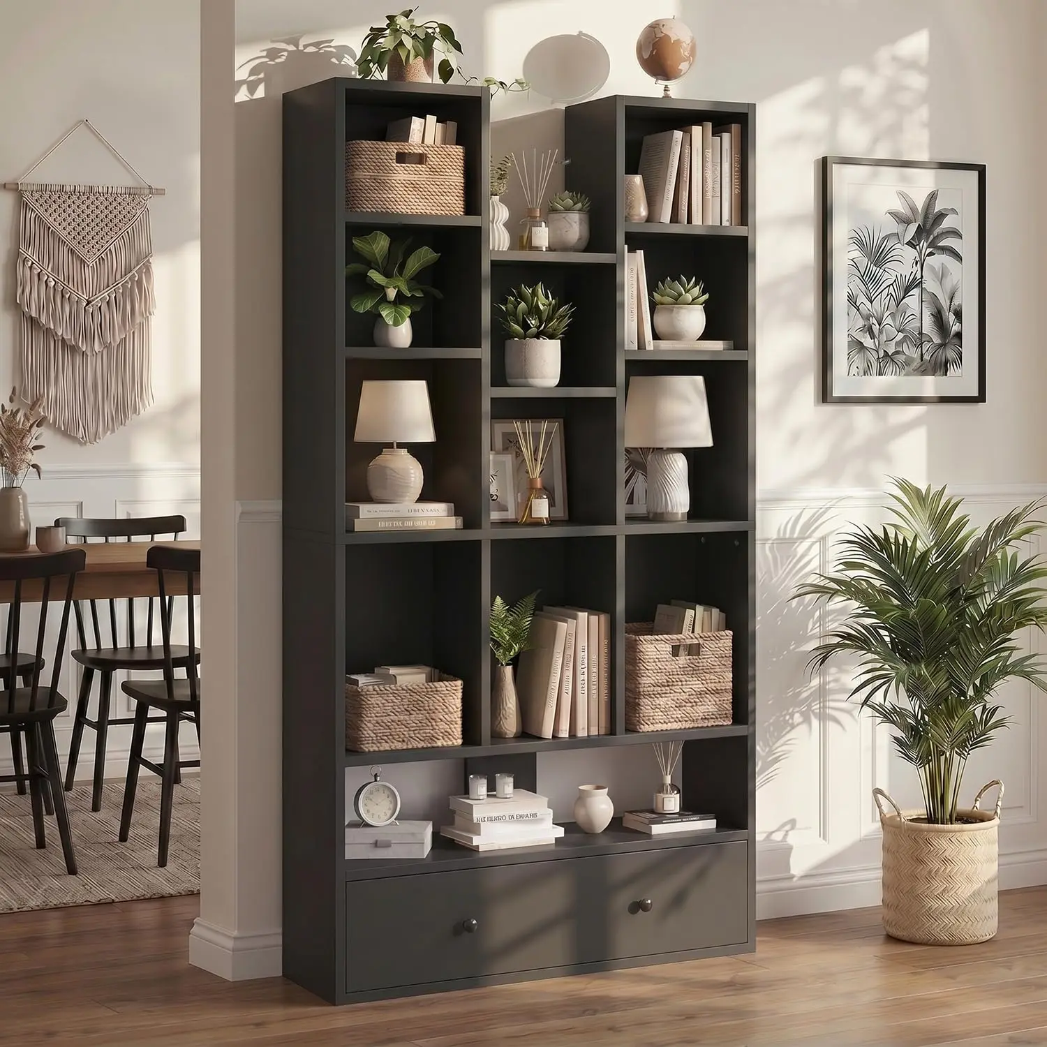 Modern Bookcase with Drawers & Cabinet, 64.7