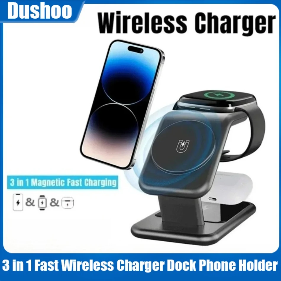 

3 in 1 Fast Wireless Charger Desktop Phone Holder Stand for iPhone 12-16 Pro Max iWatch 2-10 SE AirPods Magnetic Charging Dock*