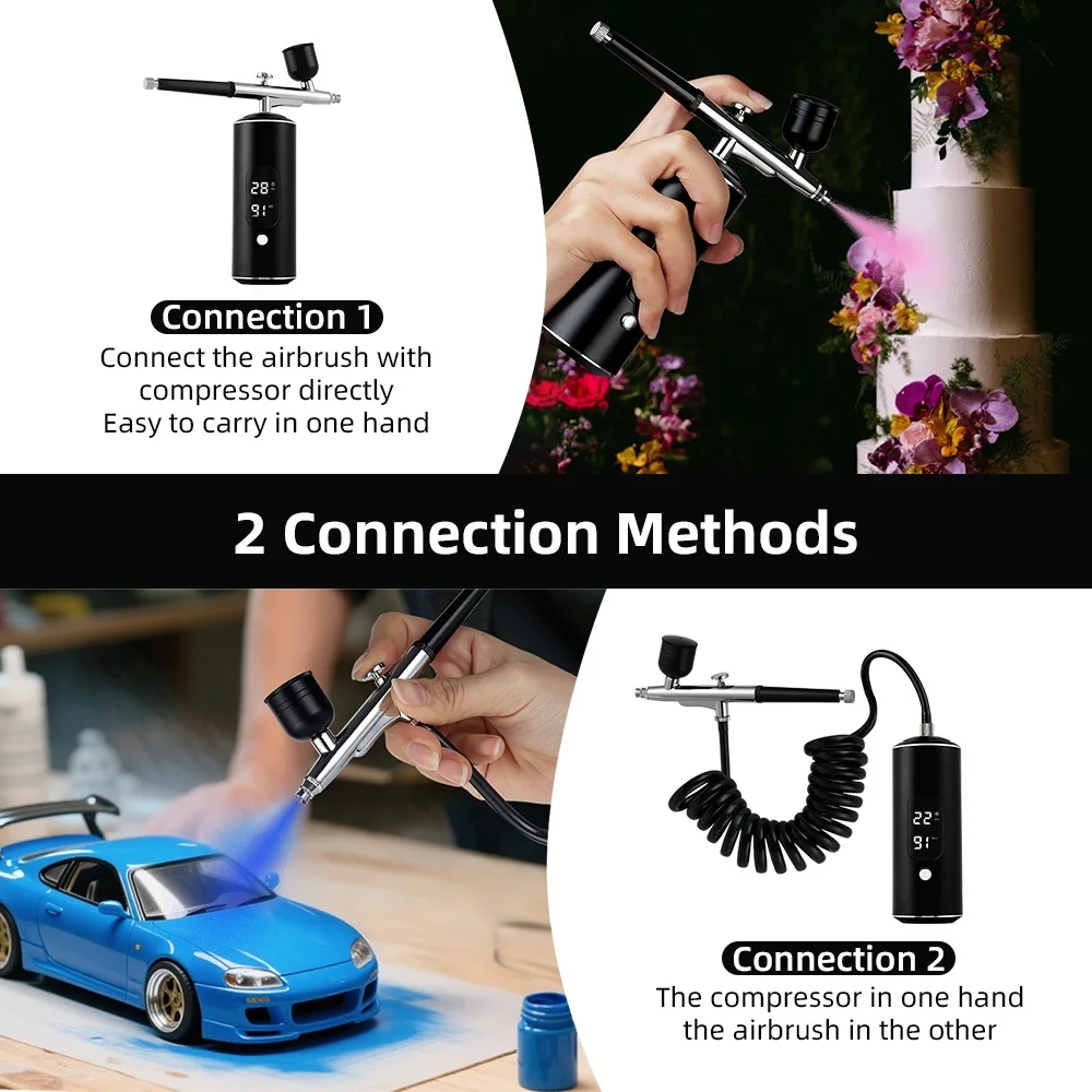 0.3mm Nozzle Portable Airbrush Kit Mini Spray Gun Air Pressure Wireless Operation Suitable For Manicure Tattoos Art Painting