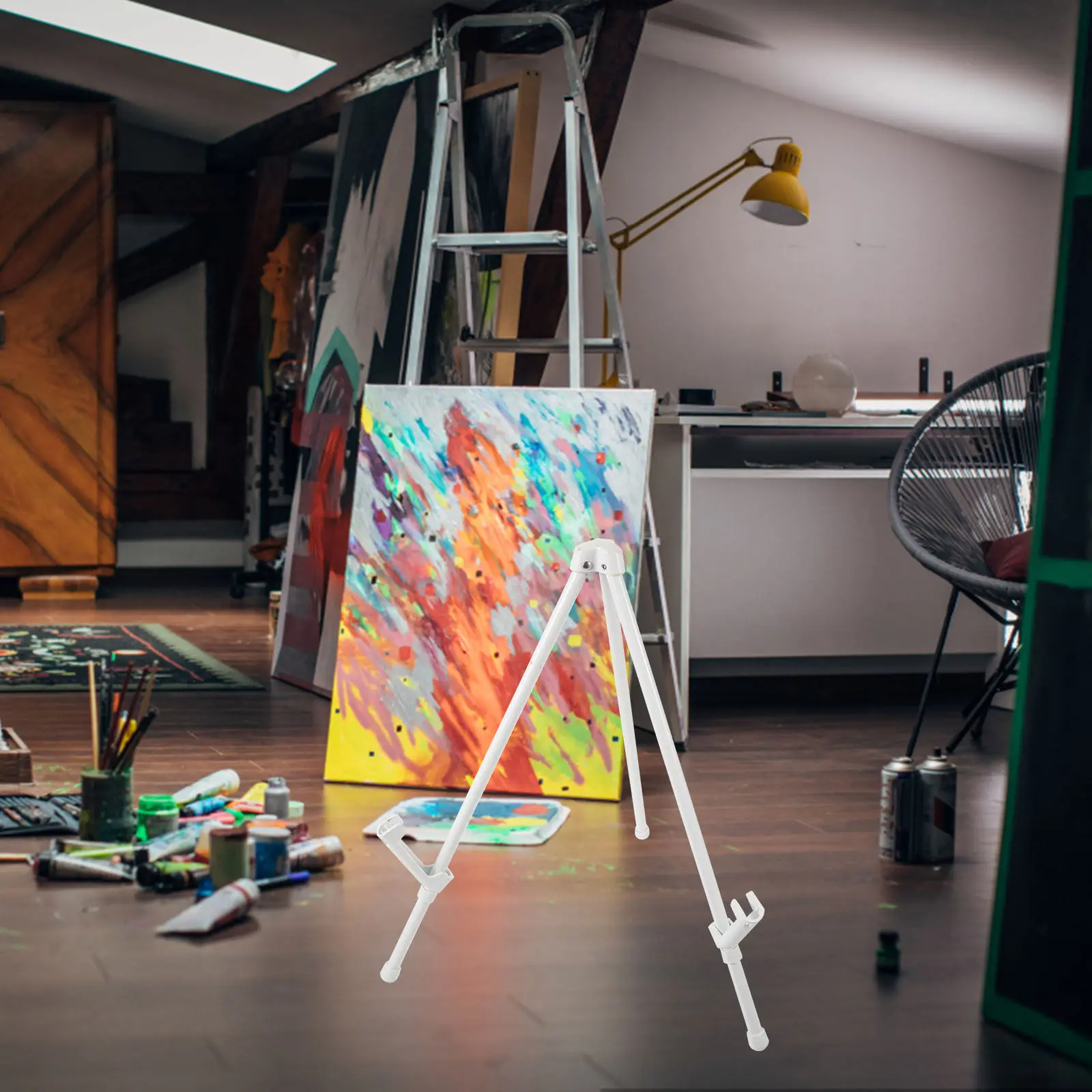 Mini Foldable Painting Easel Iron Lightweight Sturdy Display Stand for Art Classroom Wedding Photo Phone Card Canvas Exhibition