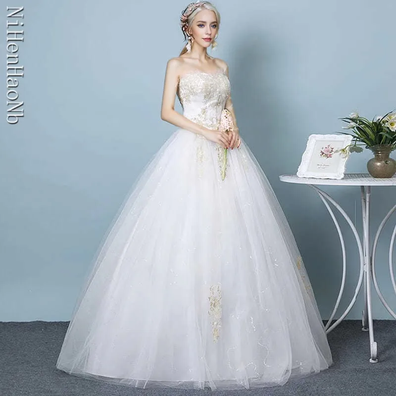 Flower Wedding Dress New Style Bride Plus Size Flower Wedding Dresses Dreamy Sleeveless Bridal Lace Up Dresses Ball Gowns