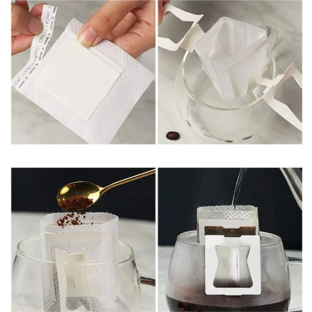 50PC Disposable Coffee Filter Bags Portable Hanging Ear Drip Coffee Filters Eco-Friendly Coffee Filter Paper Kitchen Accessories image 5