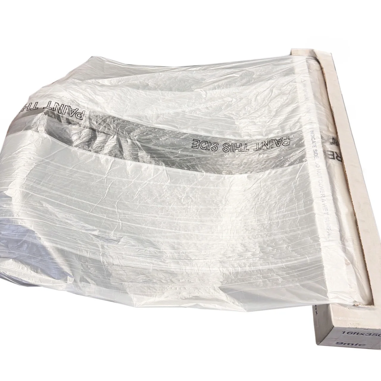 

Tear Resistant Masking Film - 16 x 350ft, 9 Micron Extra Thin Plastic Sheeting for Painting | Lightweight Overspray Protection for Home & Professional Use