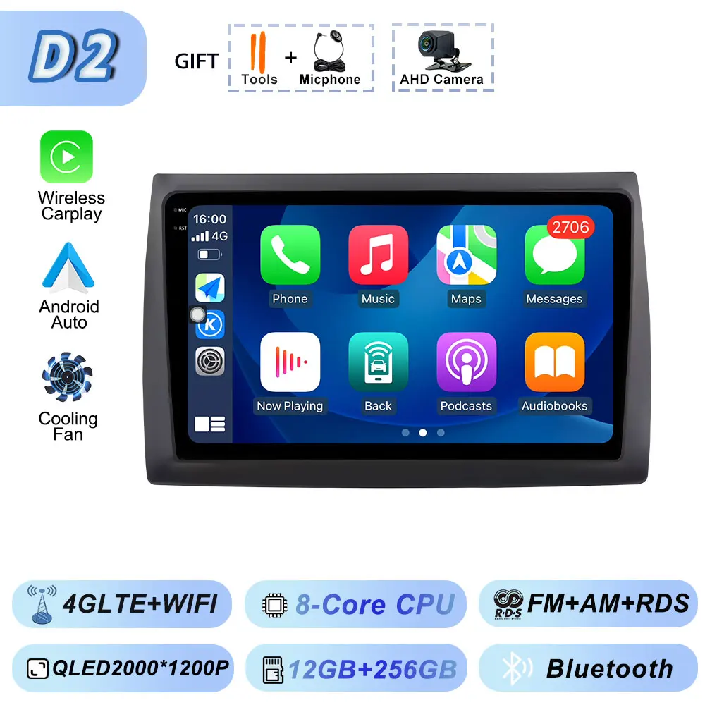 Draadloze Carplay Auto Android voor Fiat Stilo 2002-2010 Autoradio GPS Stereo Multimedia WiFi Viedo Speler Autoradio Navigatie