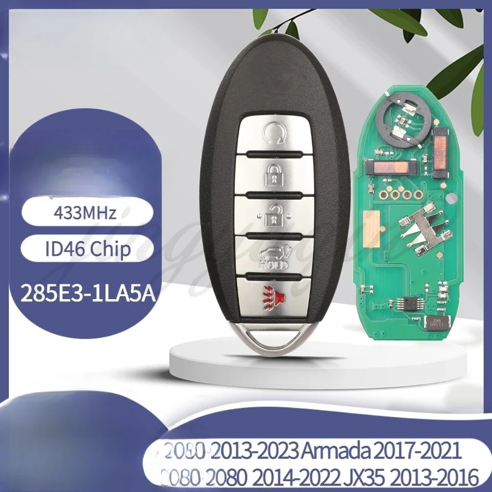

Бесключевой ключ для Infiniti Q80 QX56 2014-2022 Nissan Armada Patrol 2013-2023 5 кнопок 433 МГц ID46 удаленный автомобильный брелок