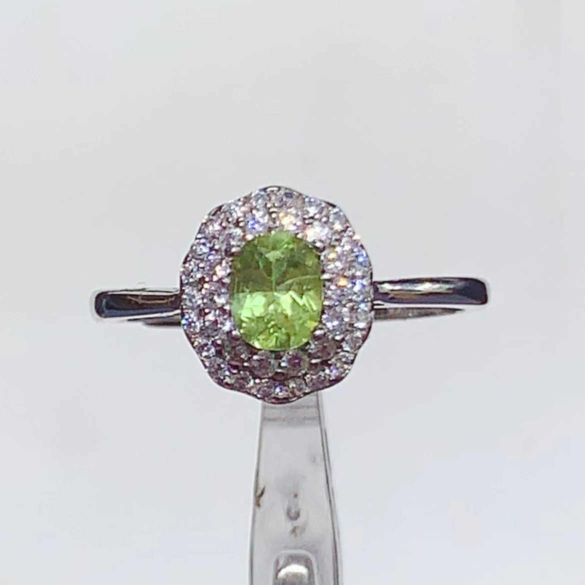 

Natural Peridot Ring with Gold Plating 4x5mm 0.4ct Genuine Peridot Jewelry Solid 925 Silver Crystal Jewelry Woman Birthday