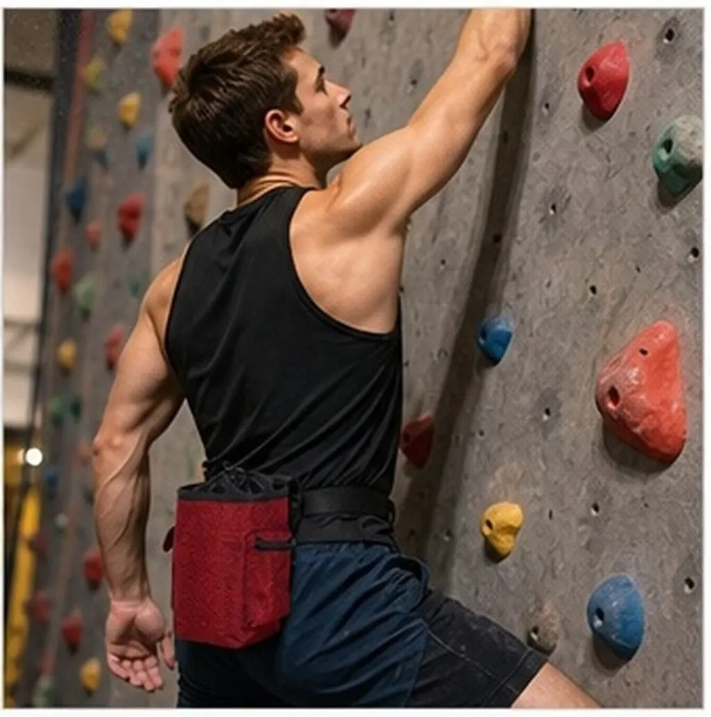 Large Chalk Bag Climbing Chalk Bucket Bouldering Rock Climbing Gear Adjustable Closure Gym Training Storage Pockets