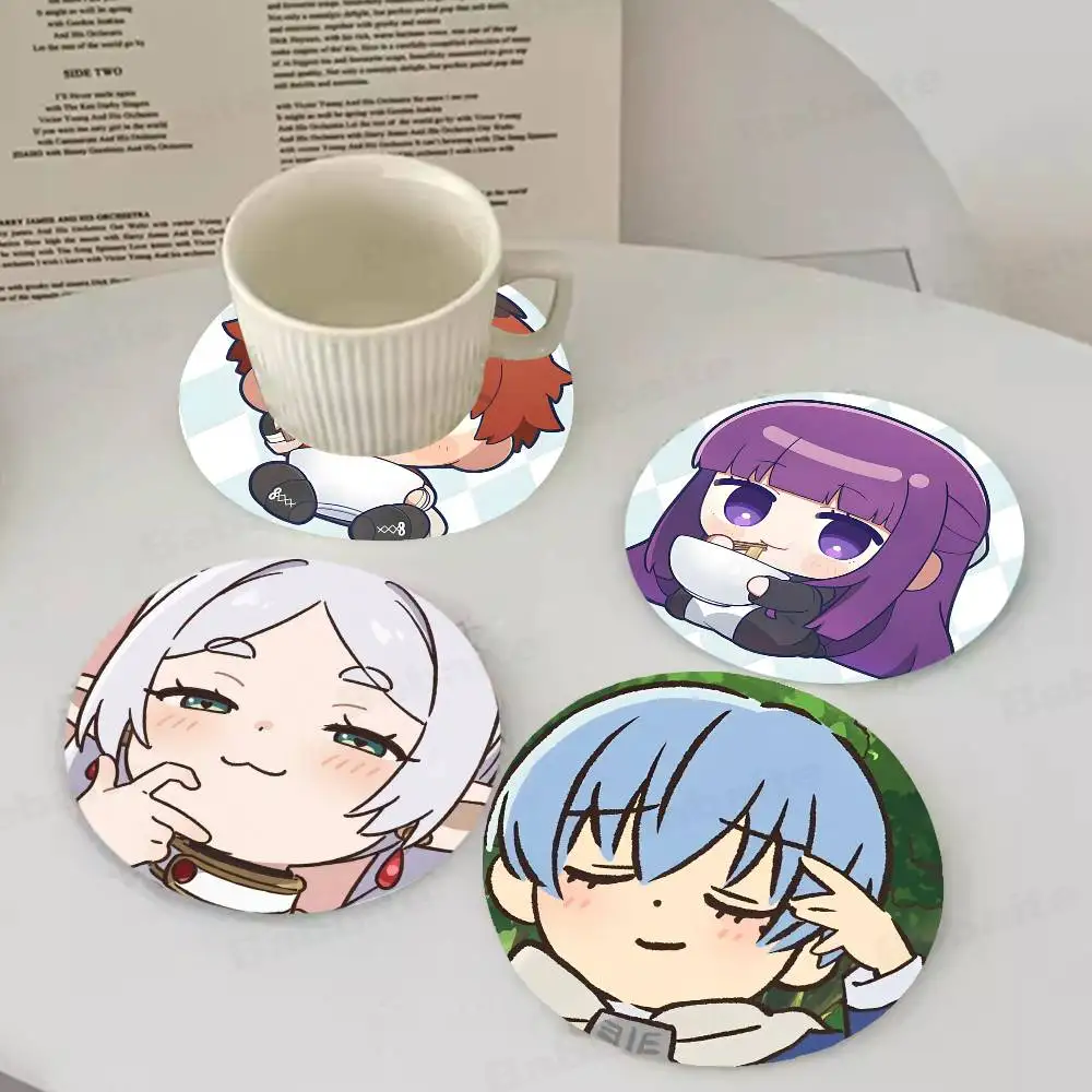 

Cute Sousou No Frieren Wooden Coaster Heat-Resistant Drink Mats with Non-Slip Base, Perfect Gift Idea