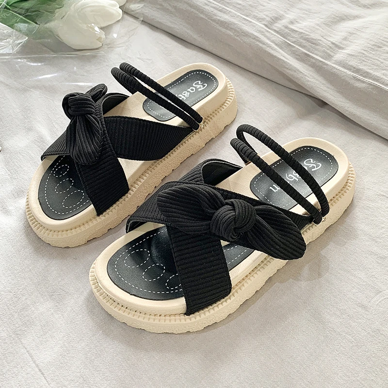 Women Sandalias Summer Fairy Style 2024 New Fashion Student Platform Roman Lady Sands Flat Shoes Cute Slippers