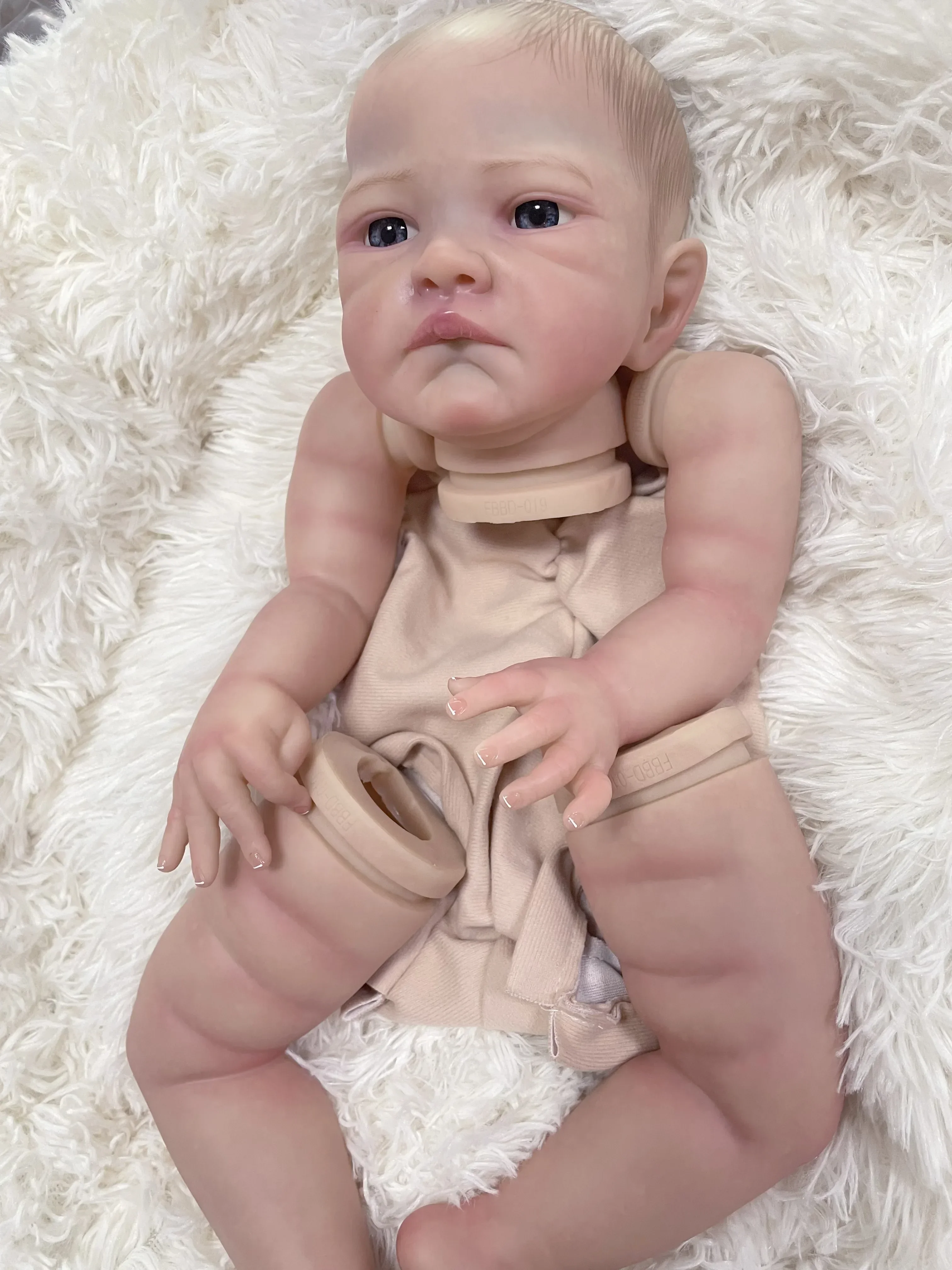 19inch Reborn Doll Kit August Awake Unfinished Already Paited DIY Parts with Cloth Body and Eyes