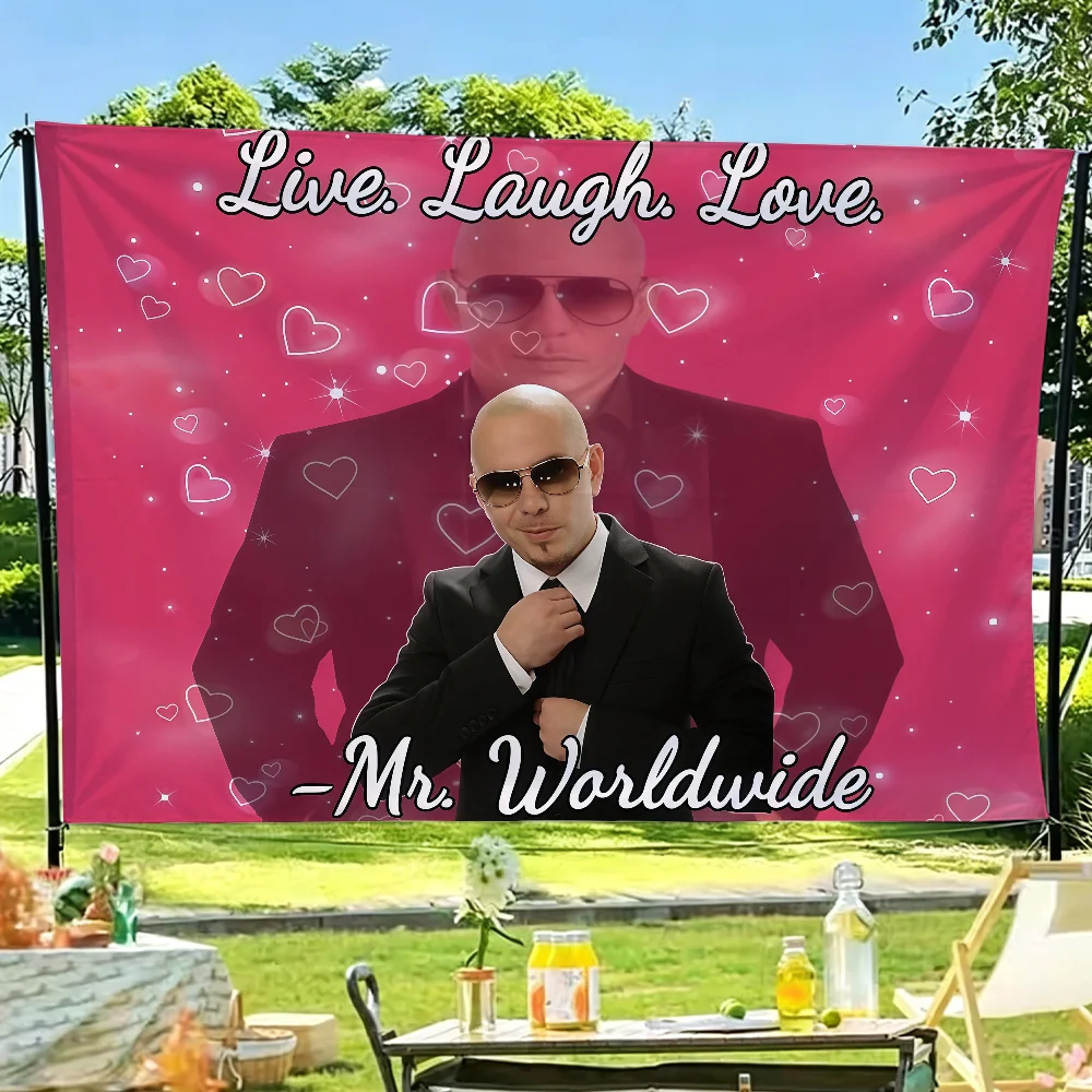 Pitbull Mr. Worldwide Says To Live Laugh Love flag Tapestry Room Decoration Wall Hanging Aesthetic Bedrooms Advertising Banner
