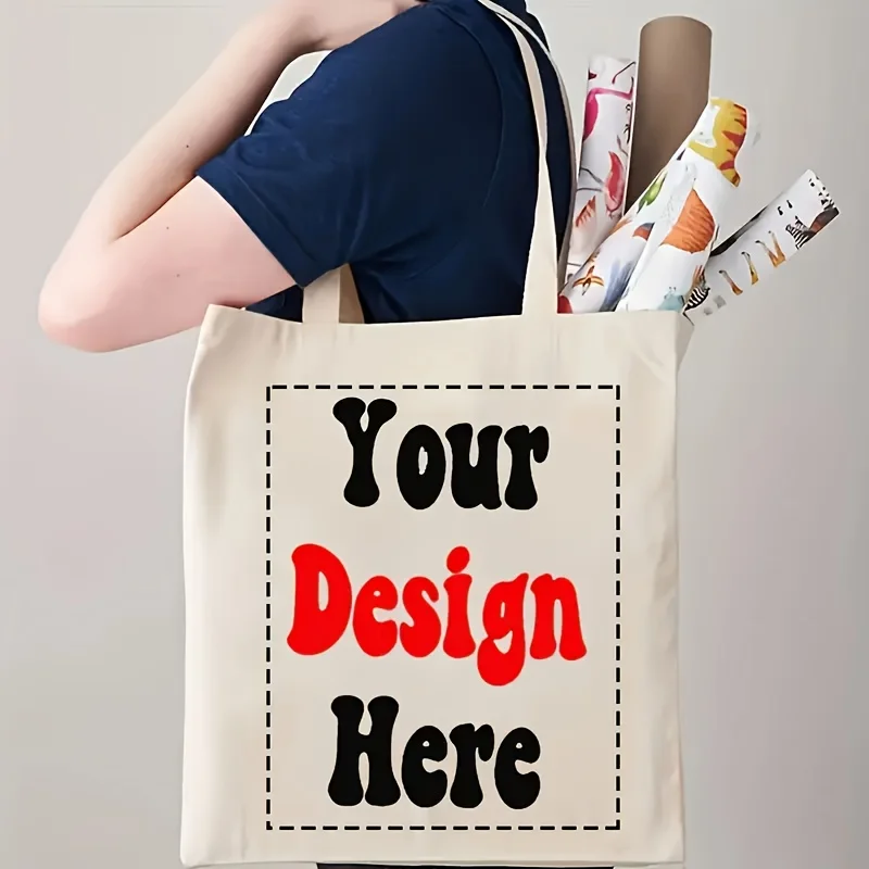 Personalized Photo Text Tote Bag Compatible for Women Custom Upload Your Own Photos Text DIY Handbag Gift Beach Bags