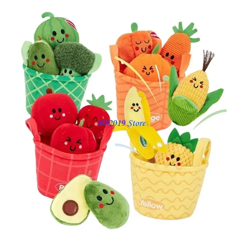 Q0KB Peluche per bambini con forme frutta e verdura in peluche per l'ordinamento del colore che migliora lo sviluppo Tessuto