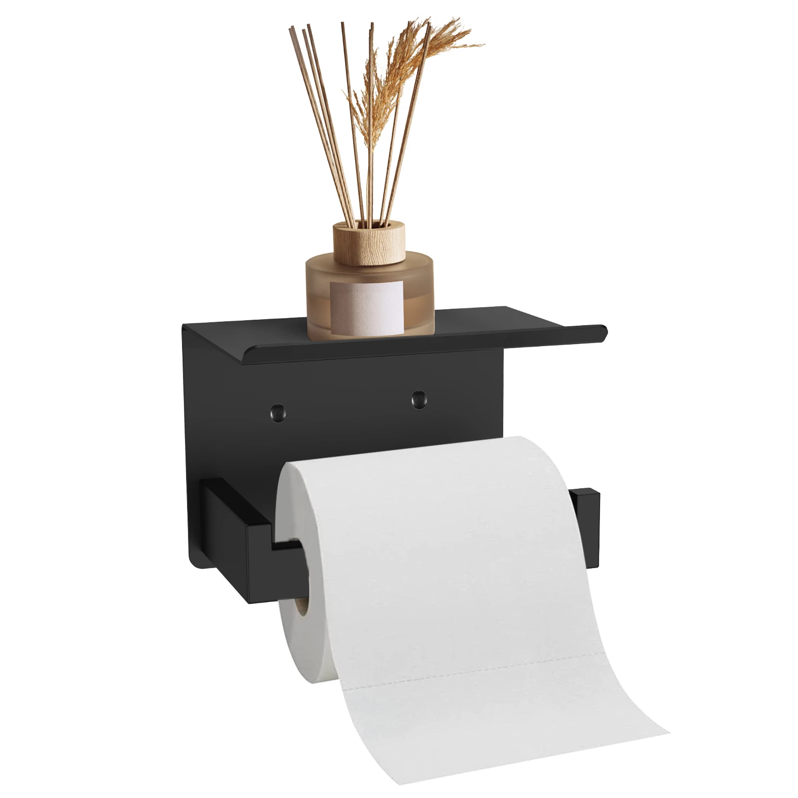 

Держатель для туалетной бумаги с полкой для телефона Настенный матовый черный диспенсер для туалетной бумаги Держатель для рулона туалетной бумаги из нержавеющей стали для дома