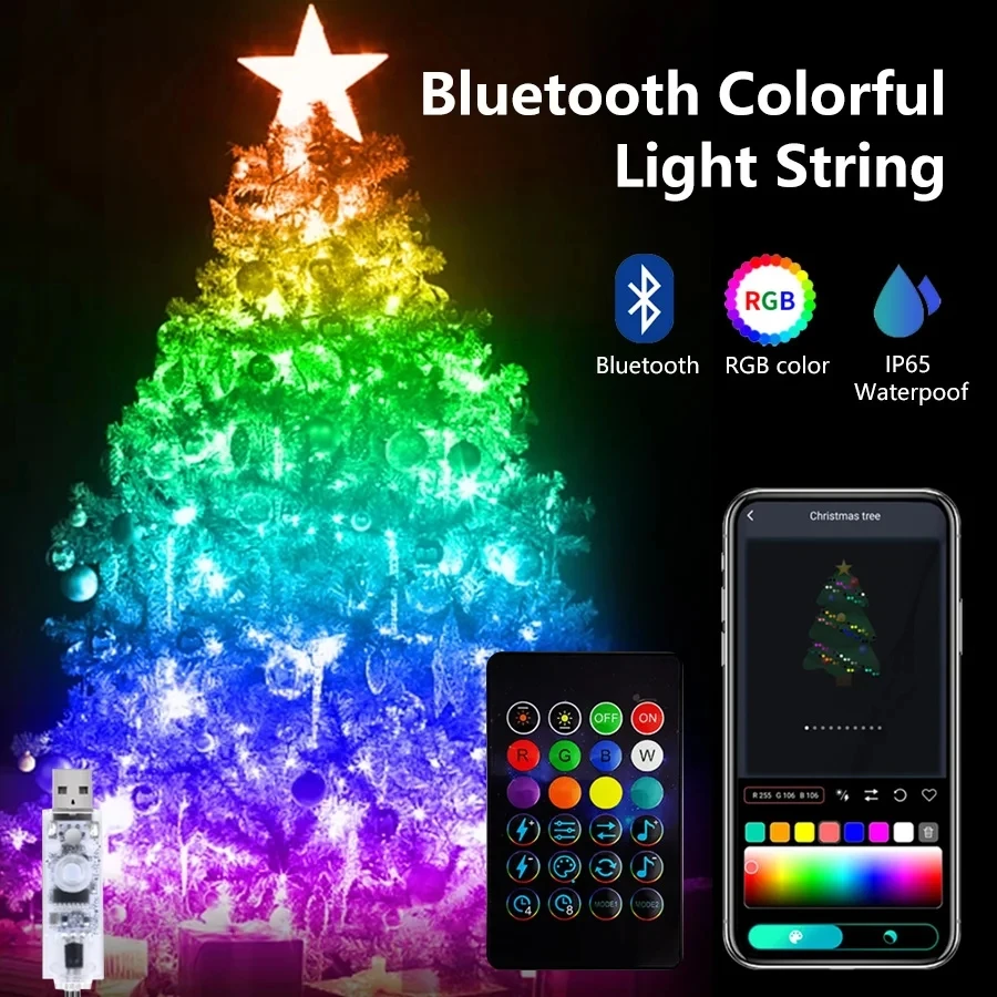 

5 м 10 м USB светодиодный гирляндный светильник Smart Bluetooth RGB красочные гирлянды для дома, праздника, рождественской елки, свадебного декора, освещение