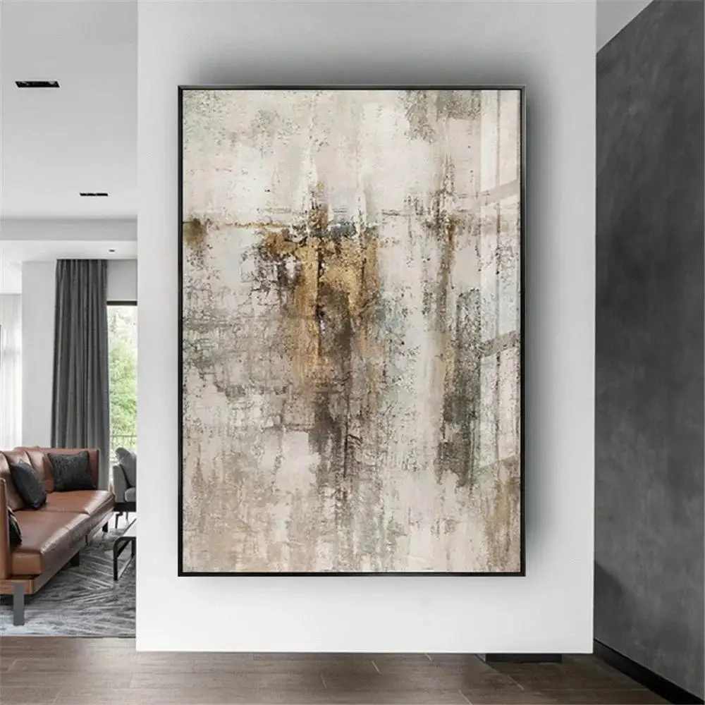 Nordic Grey Copper Texture Abstract Oil Painting  Handmade Canvas Wall Art Decor for Living Room  Acrylic Mural Poster