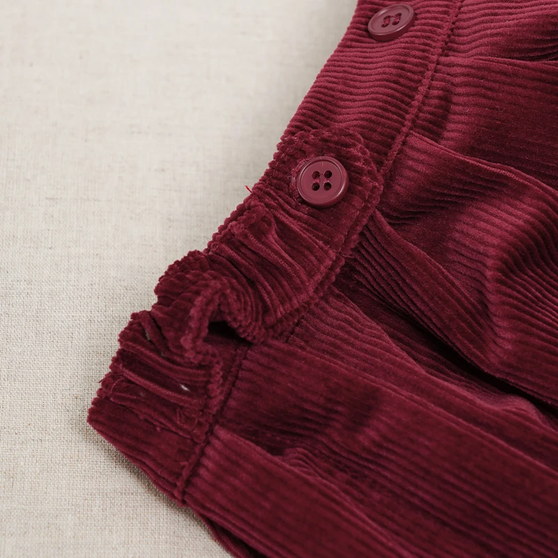 Retro Cord-Minirock mit hoher Taille für Mädchen, Frühlingsneuheit, verstellbare Knöpfe, elastische Taille, locker sitzende Kinderröcke, Mädchen-Winterkleidung – Detail 30