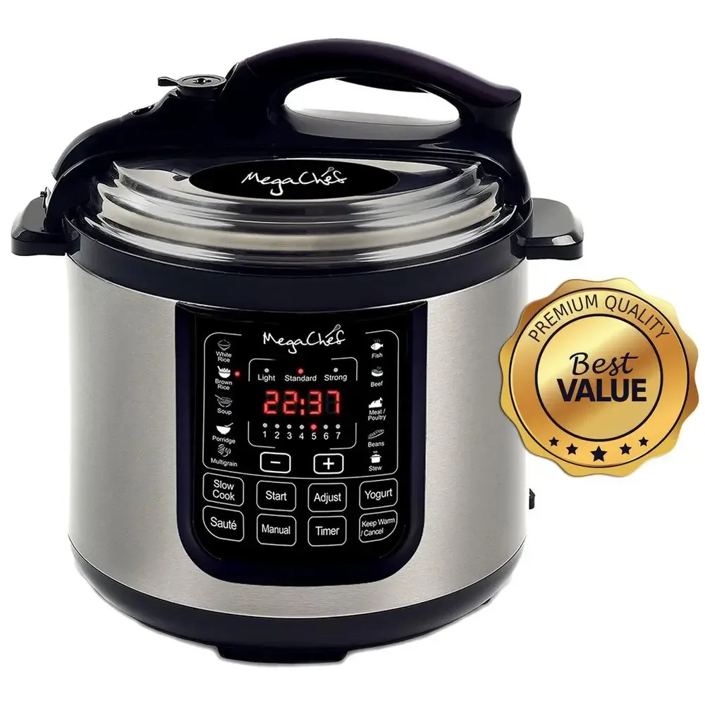 8 Quart Digital Pressure Cooker Stainless Steel 13 Pre-set Functions High Low Pressure Keep Warm Automatic Shutoff Touch Control