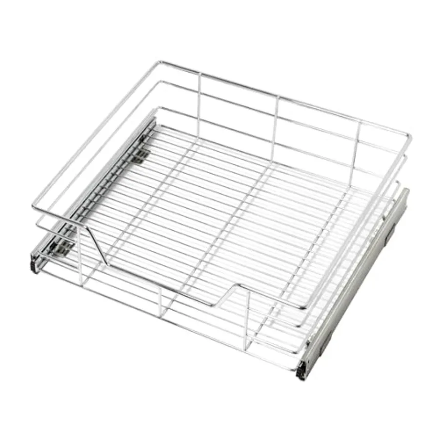 1-Tier Shelf Pull-Out Cabinet Organizer - Extra Large Tall - Roll-Out Extendable Sliding Drawer - Steel Metal - Kitchen 20 Inch