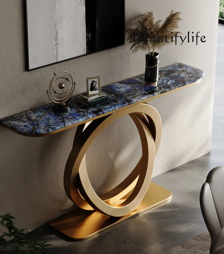 

home furniture all items Light Luxury Microcrystalline Marble Porch Table Italian Semicircle Modern Minimalist Lobby Console Tab
