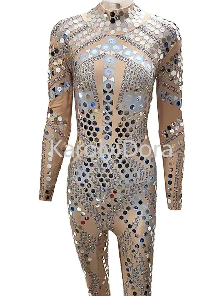 High Quality Sequin Diamond Jumpsuit Car Model Nightclub Bar Shining Rhinestones Show Girl Performance Costumes Stage Costumes