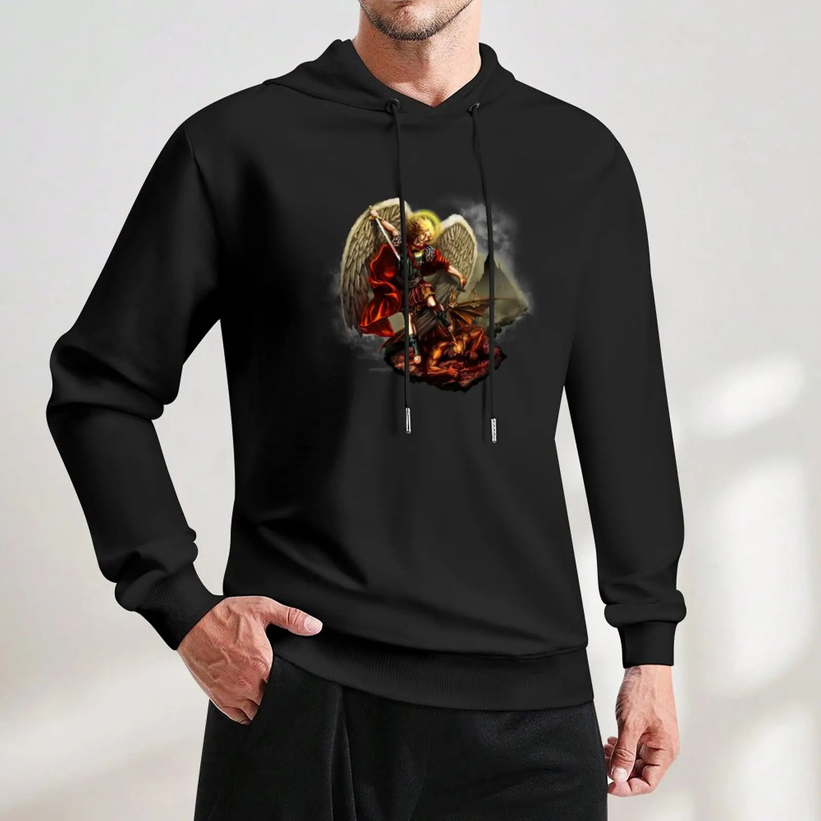 Saint Michael Archangel against the Devil Pullover Hoodie male clothes autumn jacket men hoodie oversize