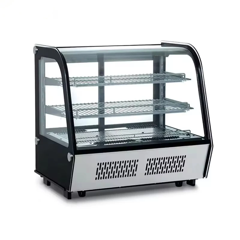 Custom Made Countertop Commercial Refrigerated Pastry Display Cabinet Curved Glass Door Cake Showcase