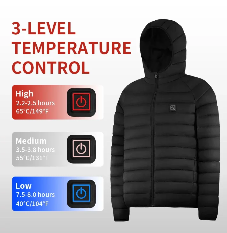 Waterproof Keep Warm Usb Heated Battery Heated Jacket Outdoor Winter Fashion Heated Coat