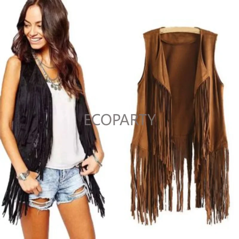 European and American Spring and Summer Fashion Personality Solid Color Tassel Oversized Female Waistcoat Female Sleeveless Vest