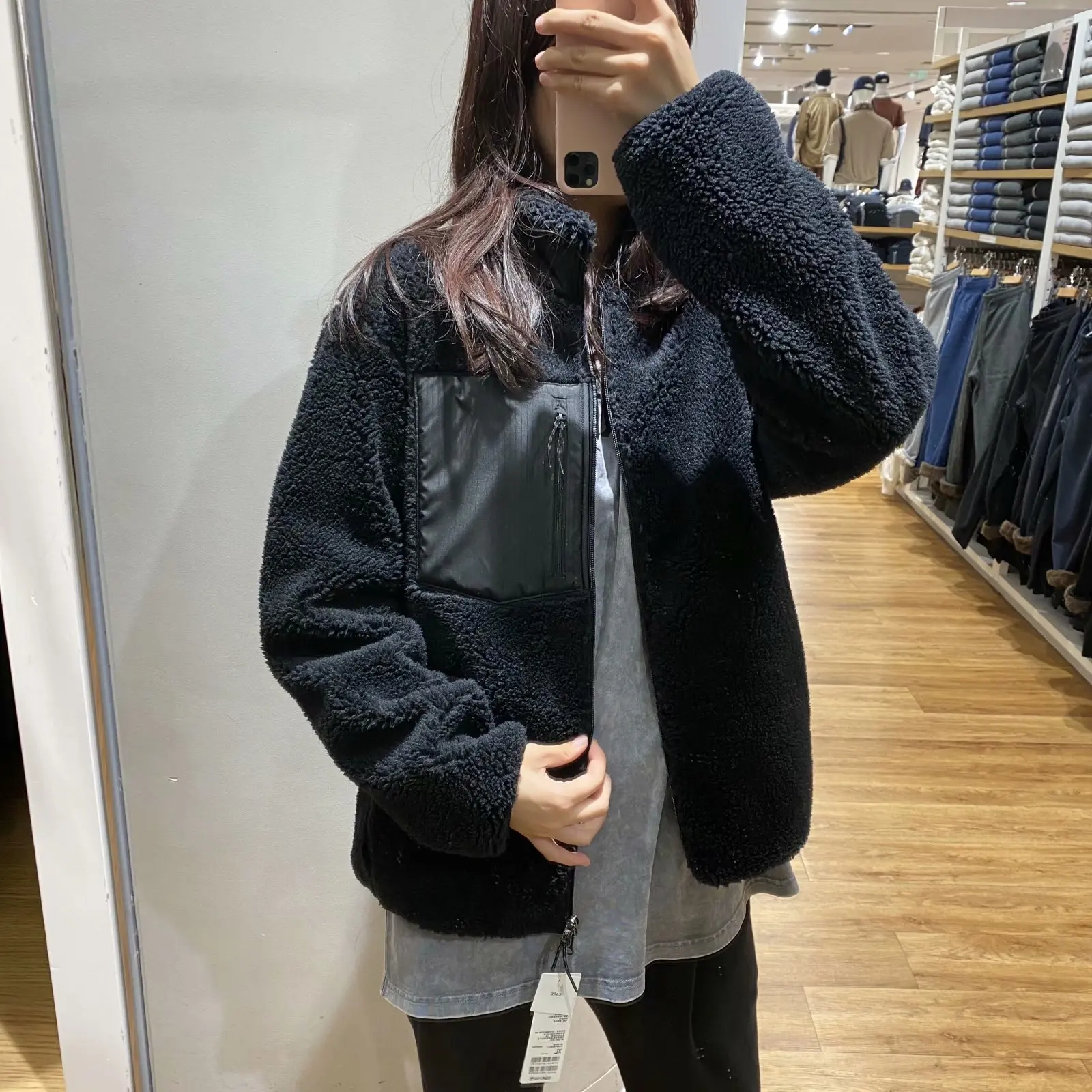 Thiened Lamb Fur Particle Warm Outerwear Couple Sle Windproof Coat Women's Try Room Winter Faion ort Jaet