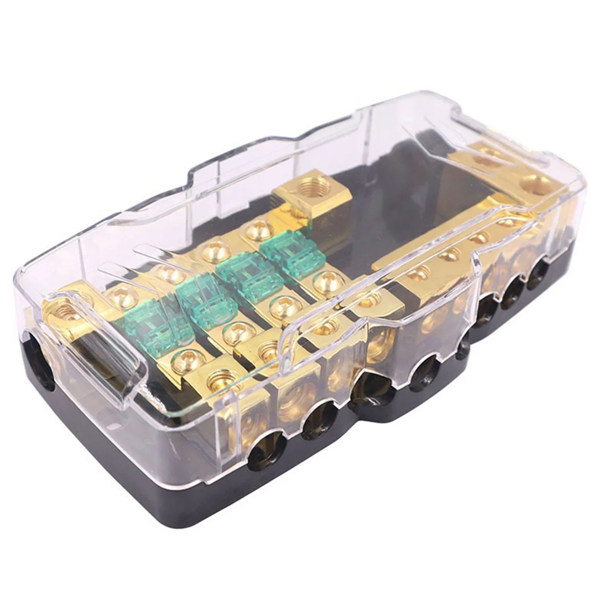 Car Audio Multi-Function Fuse Box with LED Light Fuse Holder Suitable for Car RV Camping Car Power Shunt 12V-24V