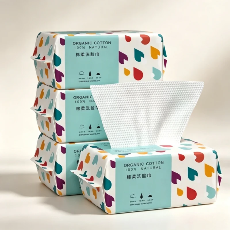 Disposable Face Towel 100% Organic Cotton Soft Facial Cleansing Cloth Dry Wet Use Makeup Remover Wipes for Skincare