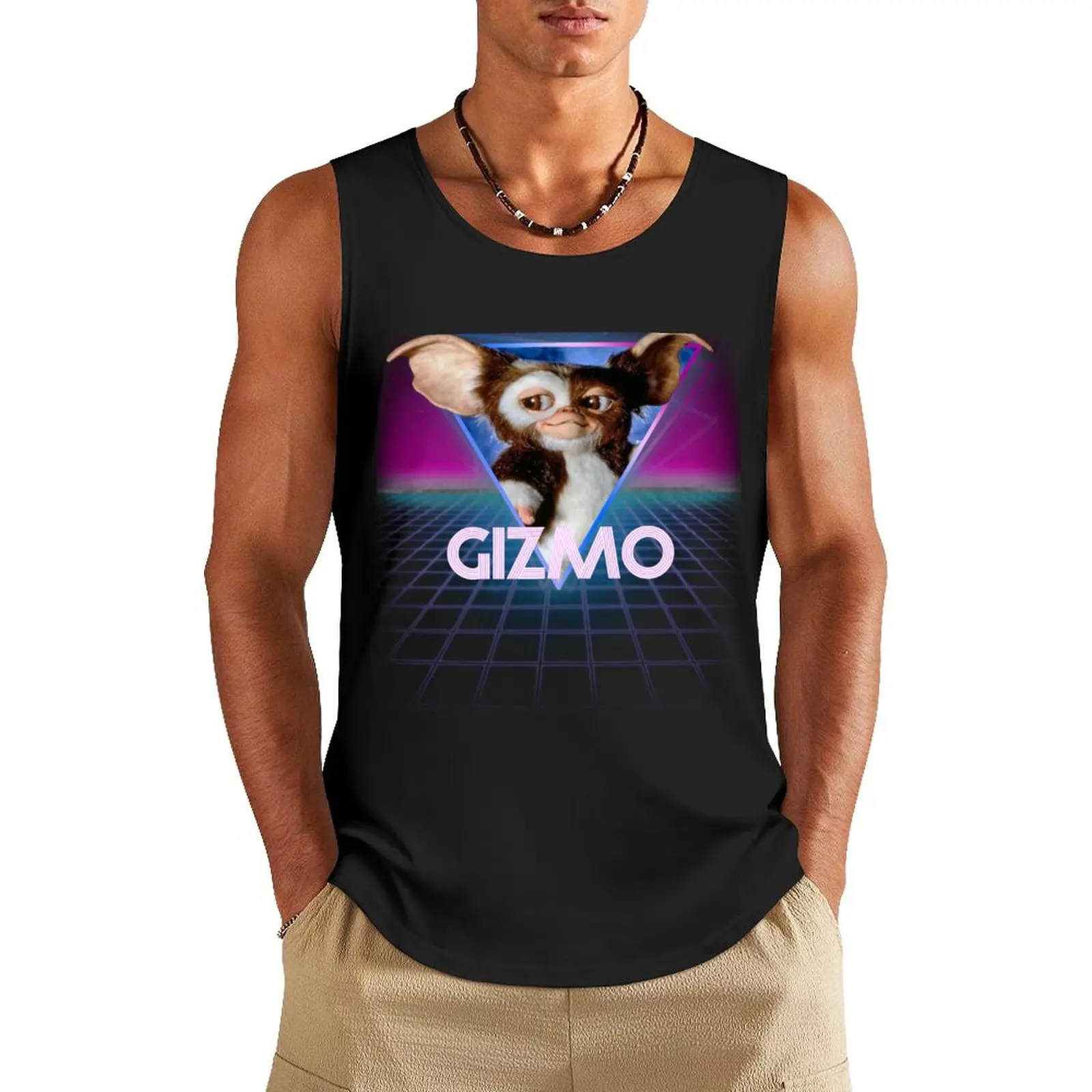 

Gremlins Gizmo Retro 80s Neon Landscape Tank Top sports suits anime clothes