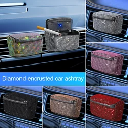 Diamond Crystal Car Ashtray Portable Auto Vent Outlet Ash Tray with Cover Hanging Decorative Car Bling Accessories for Women