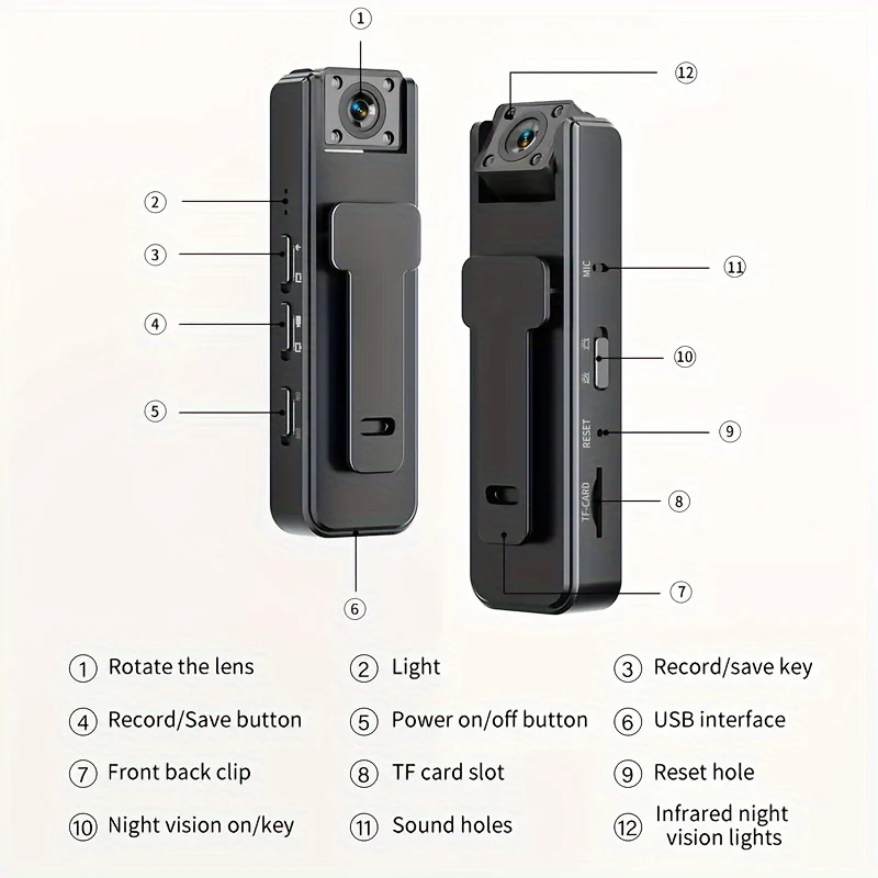 كاميرا صغيرة للرؤية الليلية HD 1080P كاميرا شبكة مراقبة لاسلكية كاميرا رقمية محمولة كاميرا رياضية خارجية كاميرا فيديو