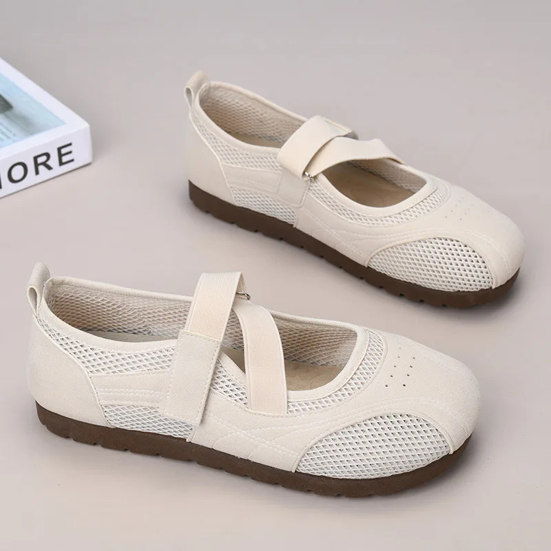 

2026 New Sports Mary Jane Women's Breathable Hollow Mesh Mother Thin Sole Ballet Versatile Casual Single Shoes