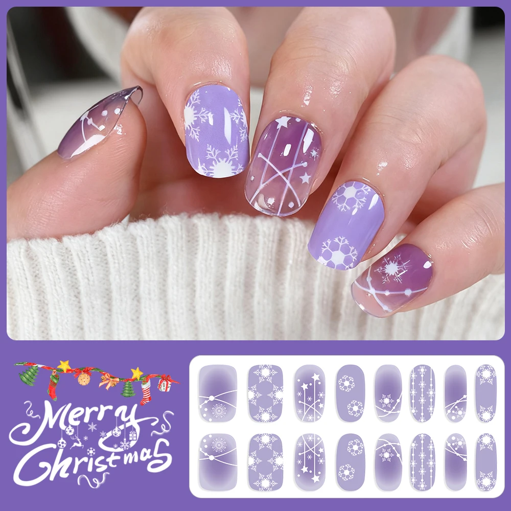 16tips 3D Christmas Nail Wraps Stickers Cartoon Elk/Snowman/ Snowflake Full Cover Nail Decals Self-Adhesive Wraps Nail Decor E$8