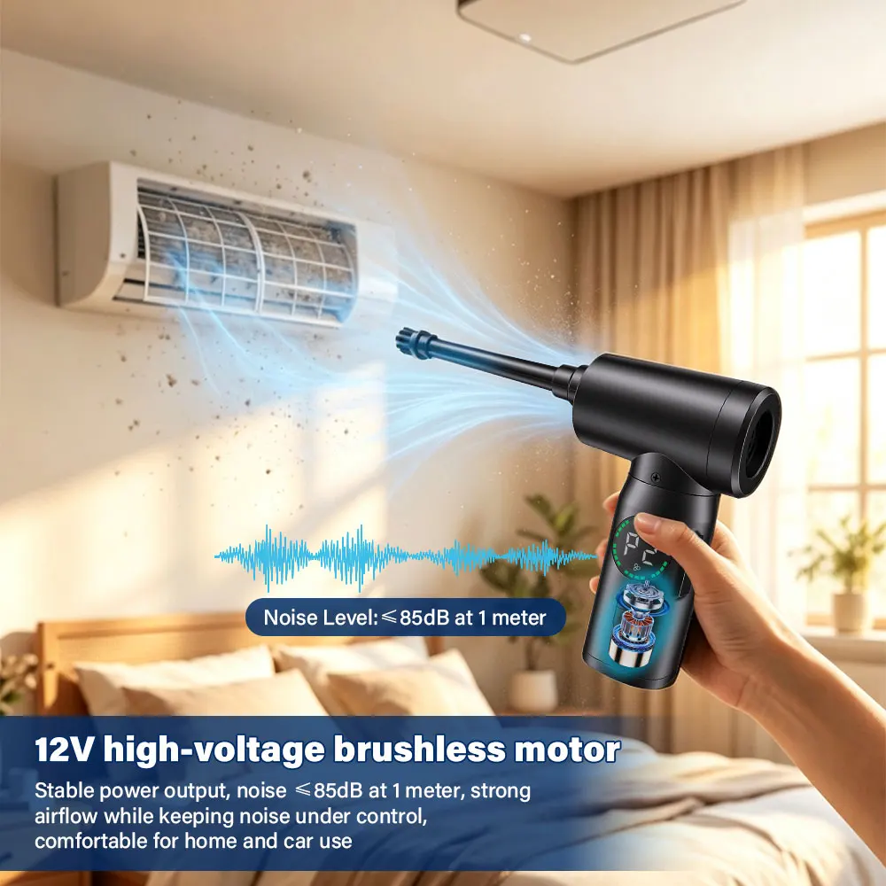 Compressed Air Blower Cordless Air Duster Electric Rechargeable 50000RPM For Computer Keyboard Camera Car Cleaning
