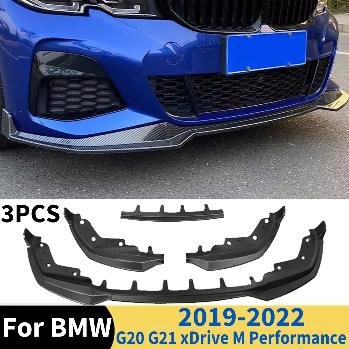 

Front Bumper Splitter Diffuser Spoiler Lip For BMW G20 G21 320d 330i M340i M340d xDrive M Performance Style 2019-2022 Body Kit