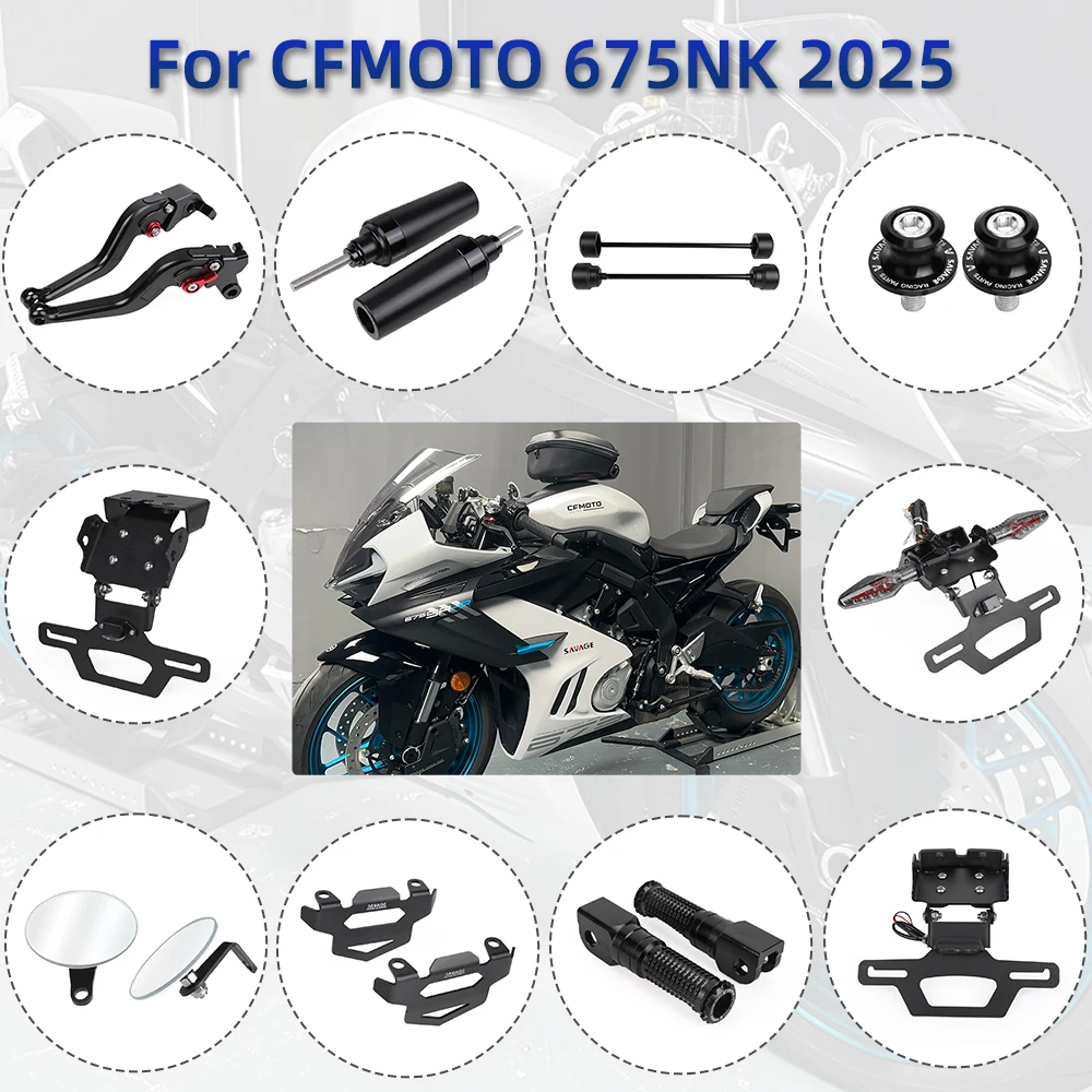 

For CFMOTO 675NK NK675 675 NK Frame Crash Slider Axle Wheel Slider Blindspot Mirror Footpeg Tail Tidy Bracket Brake Clutch Lever