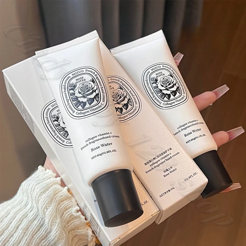 French Romantic Fragrance Hand Cream Collagen Vitamin C Nourishing Hand Guard Rose/Fig Lasting Fragrance 80g