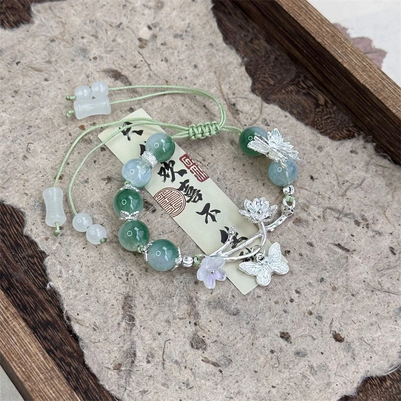 Chinesischen Stil Lotus Schmetterling Perlen Armbänder für Frauen Mode Grüne Perle Handgemachte Armbänder Exquisite Süße Schmuck Geschenke – Detail 5