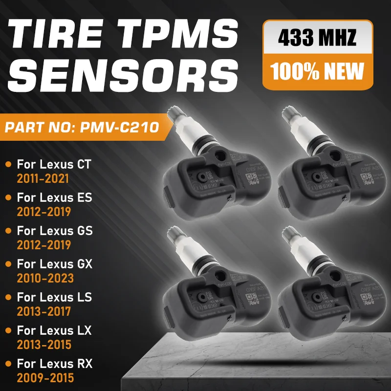 Car Tire Pressure Sensor TPMS For Lexus CT ES GS GX IS LC LS LX NX RC RX 2010-2023 PMV-C210 42607-30070 42607-02021 433 MHz