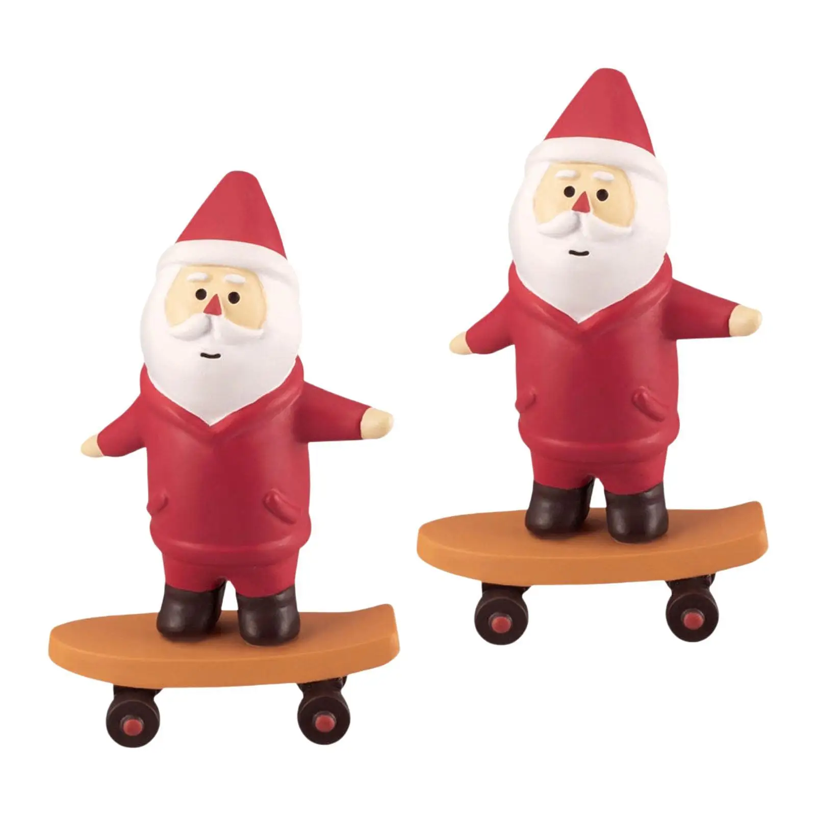 2Pcs Christmas Figurines Mini Santa Claus Statues Small Resin Cute Sculptures