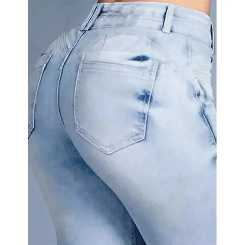 Pantalones vaqueros informales para mujer, pantalón de cintura alta con Micro bocina, ajustados, acampanados, a la moda, novedad de 2023