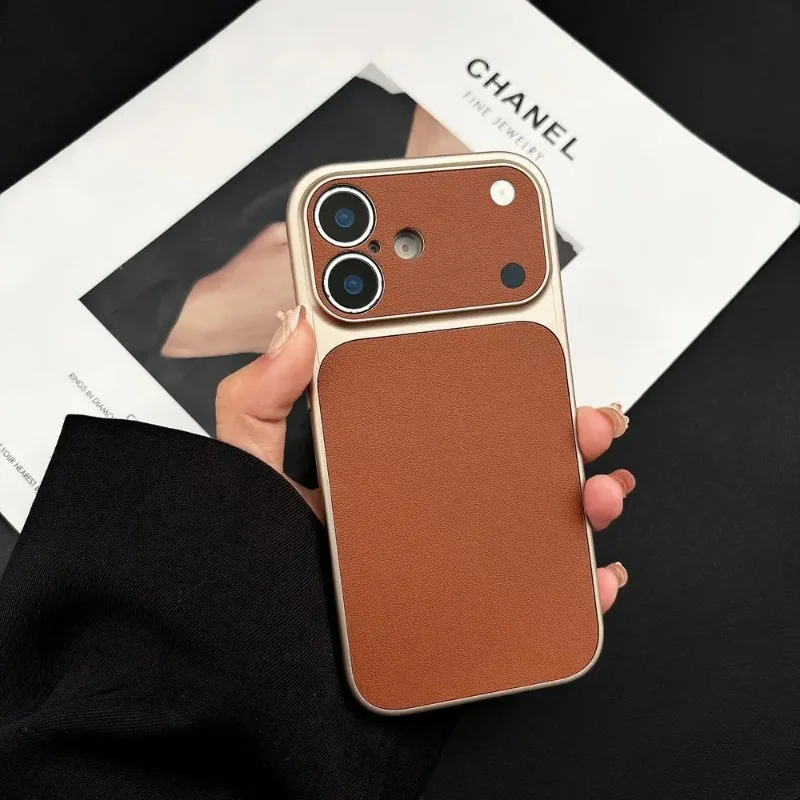 Vintage Solid Color Leather Texture Phone Case For iPhone 17 13 14 15 Pro Max 16 Plus Luxury Business Mobile Phone Armor Cover view 3
