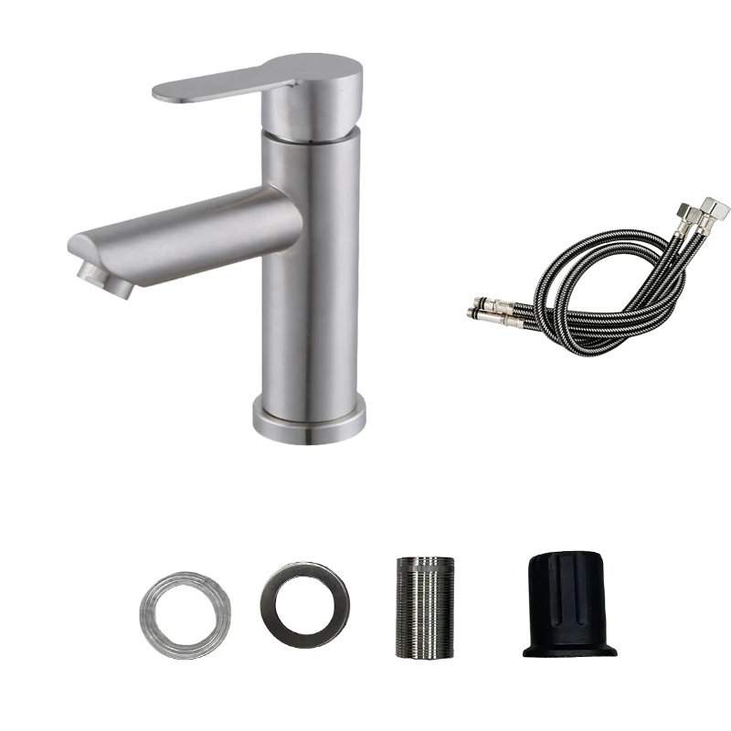 Bathroom Sink Faucet 304 Stainless Steel Hot and Cold Water Tap Washbasin Bathroom Basin Faucet  Accessories Set Sink Bath Mixer