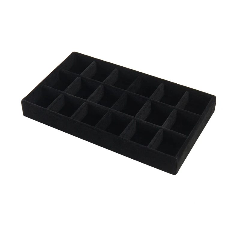 3pcs Black Jewelry Organizer Velvet Jewelry Storage Tray Display Ring Bracelet Necklace Storage Box Showcase Drawer